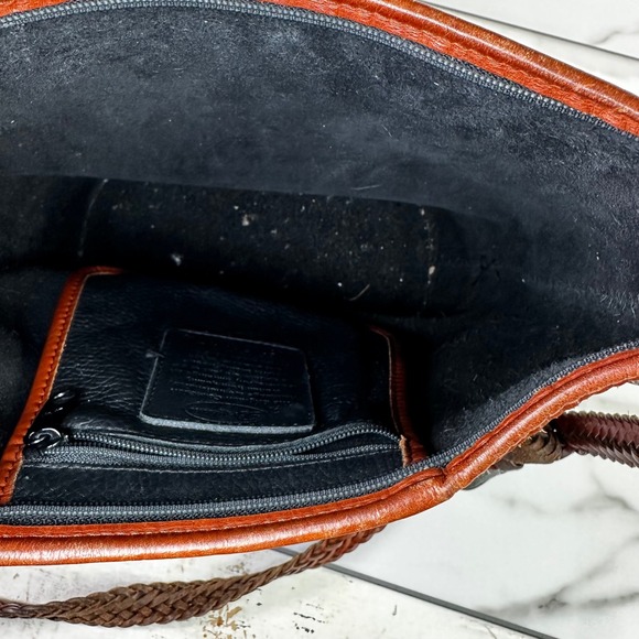 Brighton Black Leather Croc Trim Braided Strap Shoulder‎ Bucket Handbag Purse - Picture 8 of 13